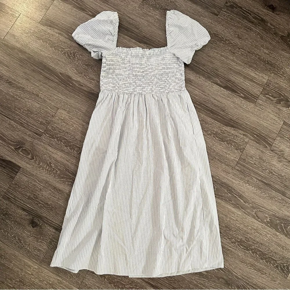 J. Crew Short-sleeve smocked dress in stripe